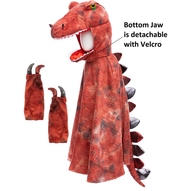 Great Pretenders Grandasaurus T-Rex Cape w and Claws, Red and Black, Size 4-6 - Costumes - 1