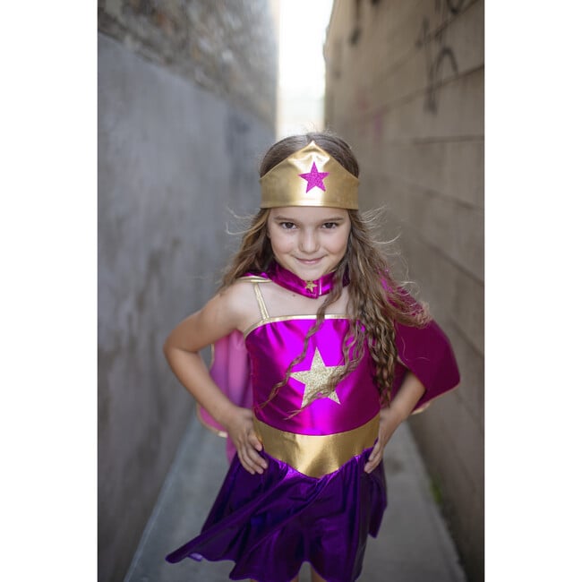 Great Pretenders Superhero Star Dress, Cape and Headpiece, Magenta and Purple, Size 5-6 - Costumes - 9