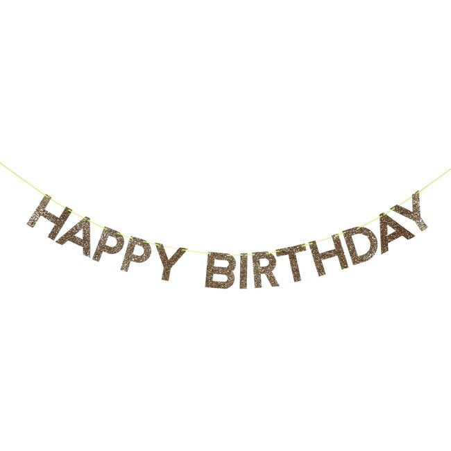 Gold Happy Birthday Garland - Garlands - 2