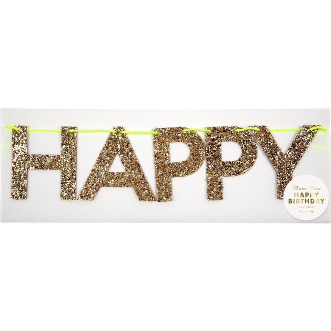 Gold Happy Birthday Garland - Garlands - 3