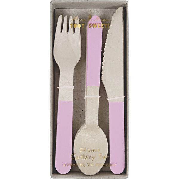 Soft Pink Wooden Cutlery Set Meri Meri Party Goods