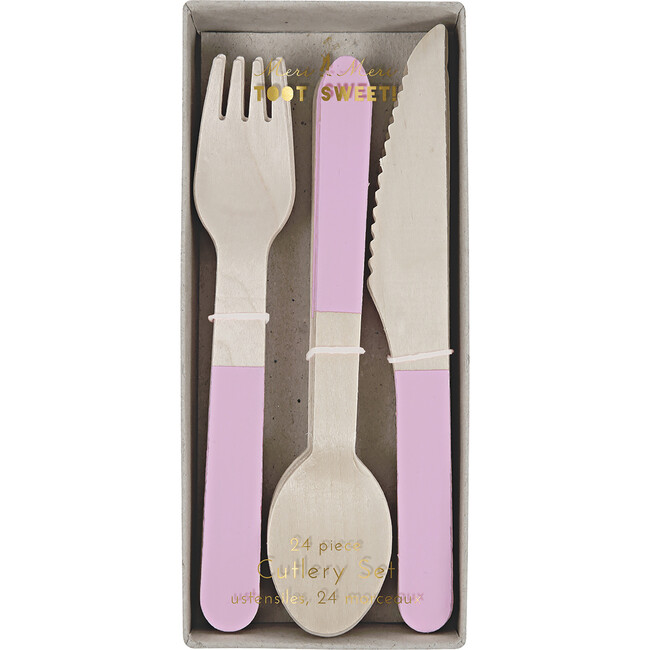 Soft Pink Wooden Cutlery Set - Tableware - 1