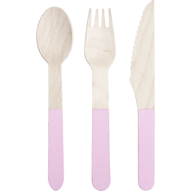 Soft Pink Wooden Cutlery Set - Tableware - 3