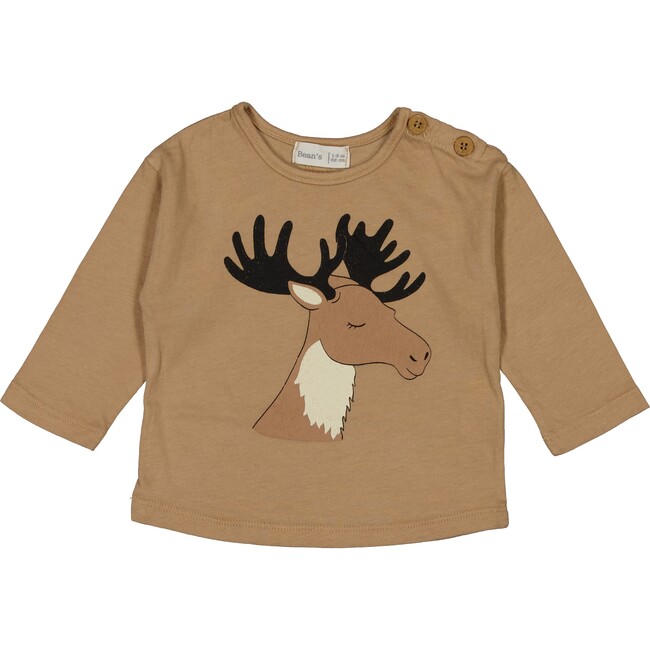 Reindeer Long Sleeve Shirt, Walnut - Shirts - 1