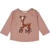 Reindeer Long Sleeve Shirt, Pink - Shirts - 1 - thumbnail