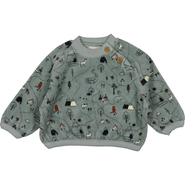 Embroidered Pullover, Grey - Sweatshirts - 1
