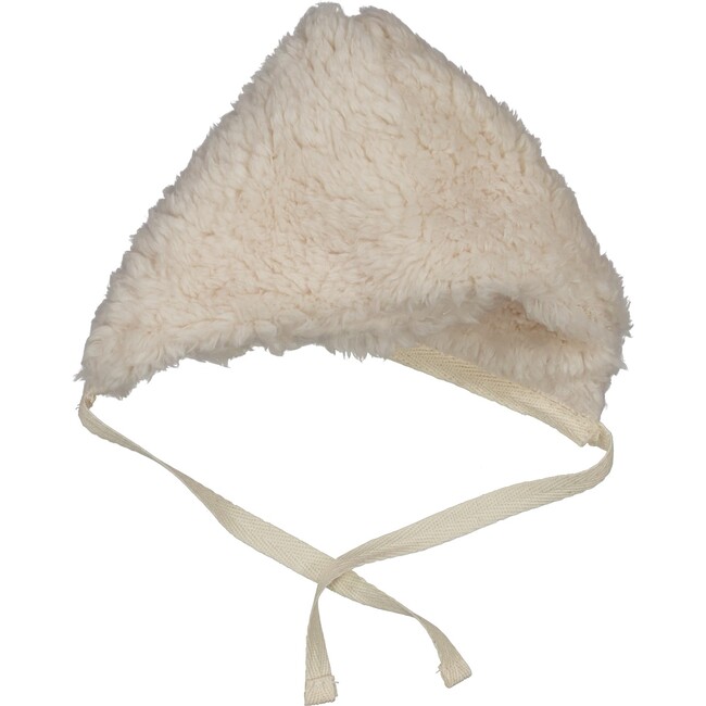 Fuzzy Polar Bonnet, Ecru