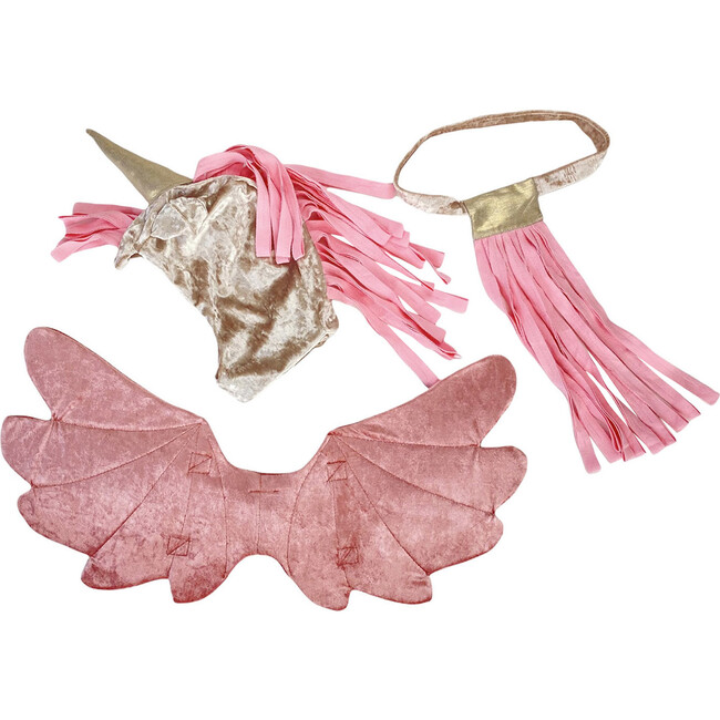 Velvet Winged Unicorn Costume, Gold and Pink