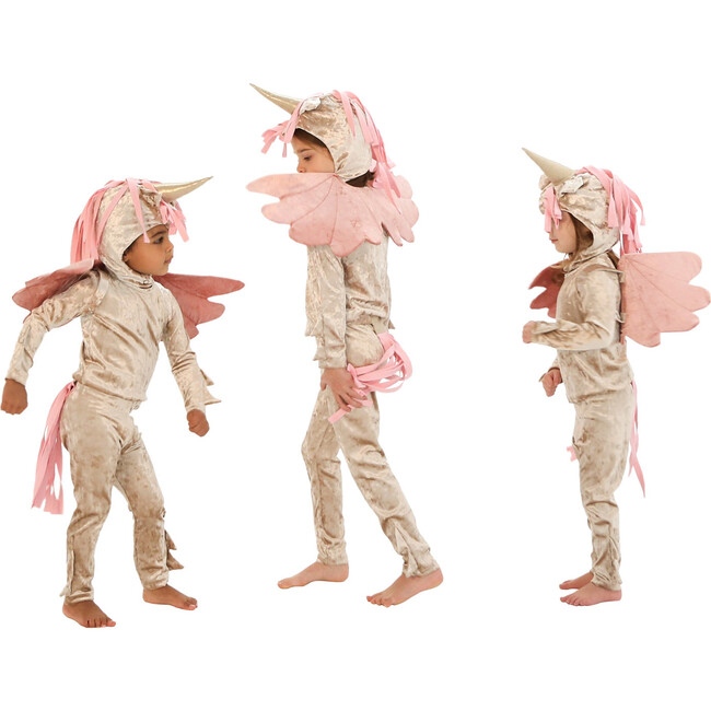 Velvet Winged Unicorn Costume, Gold and Pink - Costumes - 3