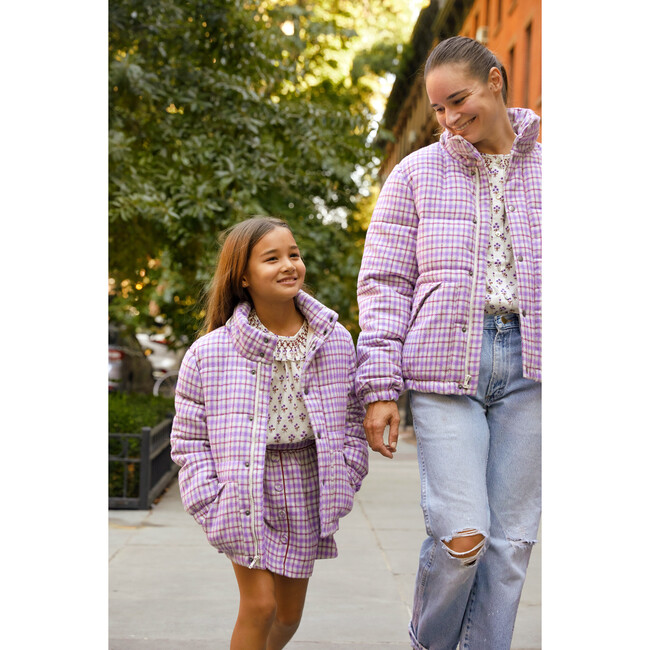 Women's Kristen Puffer Jacket, Violet Check - Jackets - 4