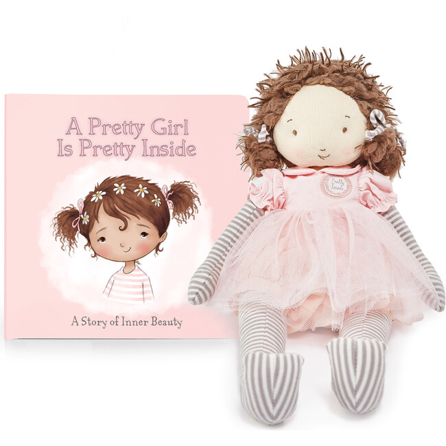 Pretty Girl Book & Doll - Brown Hair, Pink - Dolls - 1