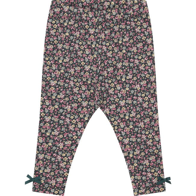 Little Louise Floral Leggings , Forest Green