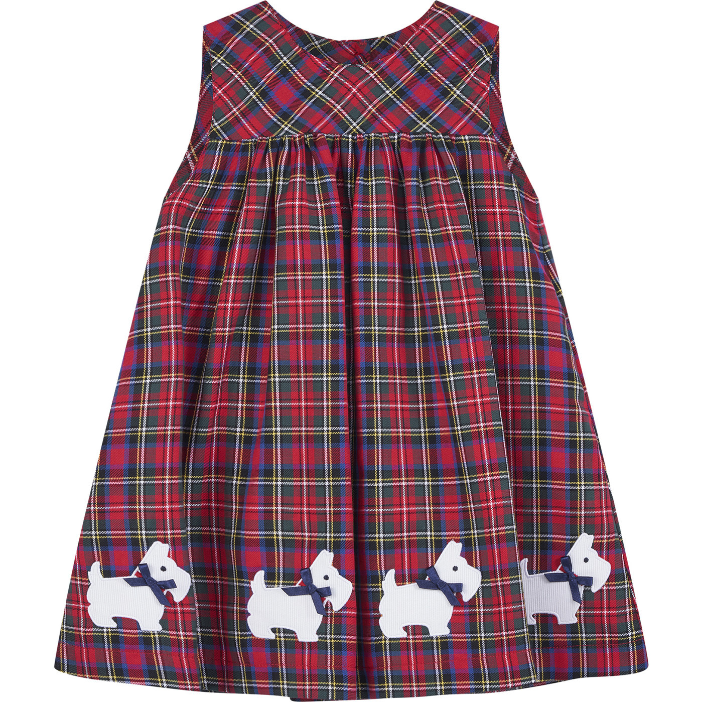 Little Scottie Tartan Pinafore, Red Tartan - Trotters London Dresses |  Maisonette