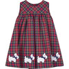 Little Scottie Tartan Pinafore, Red Tartan - Dresses - 1 - thumbnail