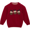 Little Christmas Pudding Sweater, Red - Sweaters - 1 - thumbnail