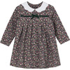 Little Louise Floral Jersey Dress, Forest Green - Dresses - 1 - thumbnail