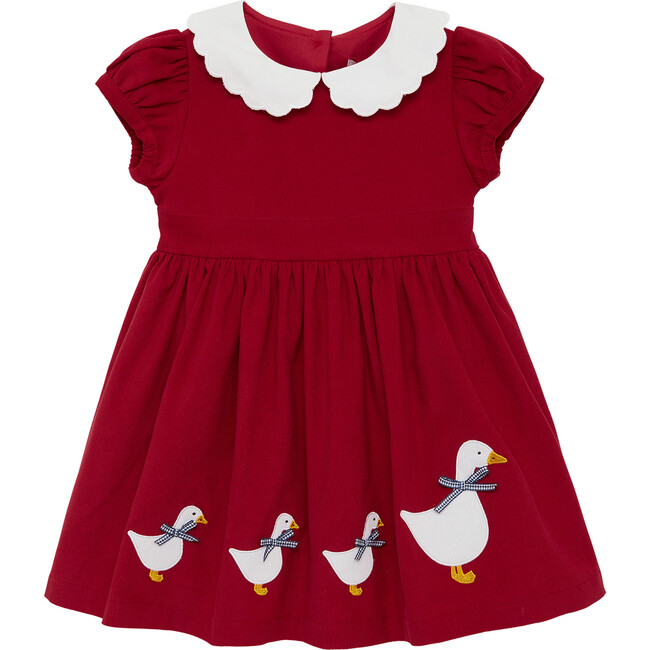 Little Jemima Petal Collar Dress, Red
