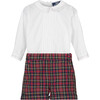 Little Rupert Set, White & Red Tartan - Mixed Apparel Set - 1 - thumbnail