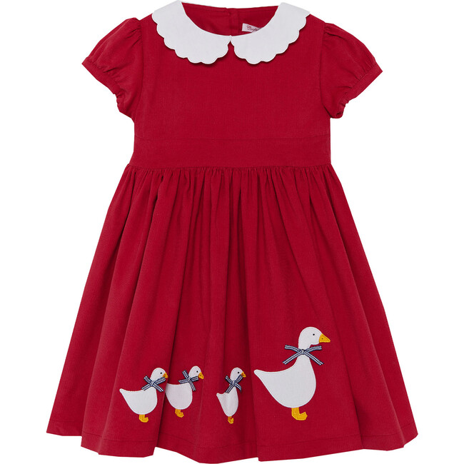 Jemima Petal Collar Dress, Red - Dresses - 1