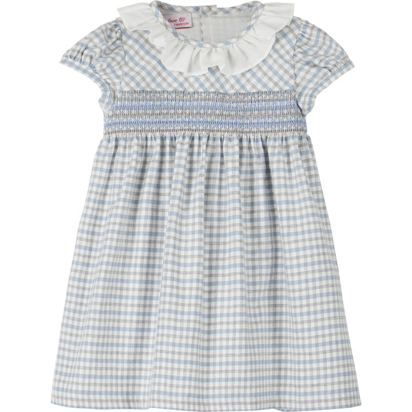Little Agatha Willow Smocked Dress, Blue Check - Trotters London ...