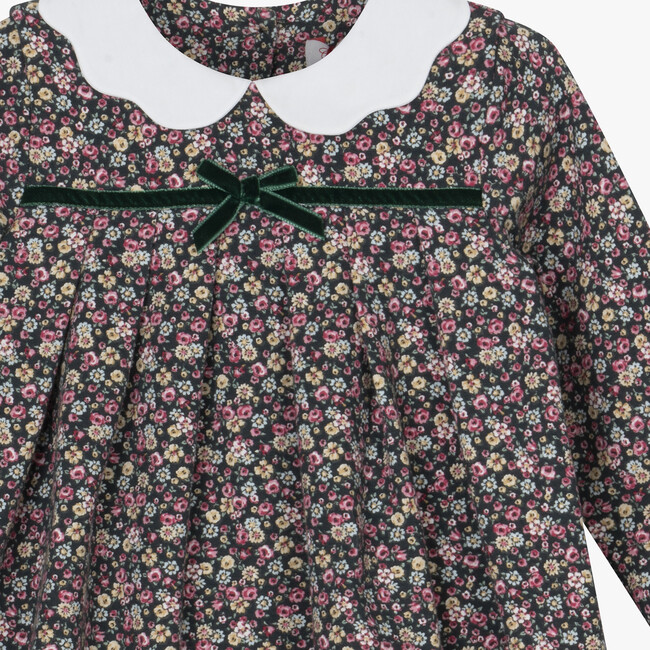 Little Louise Floral Jersey Dress, Forest Green - Dresses - 3