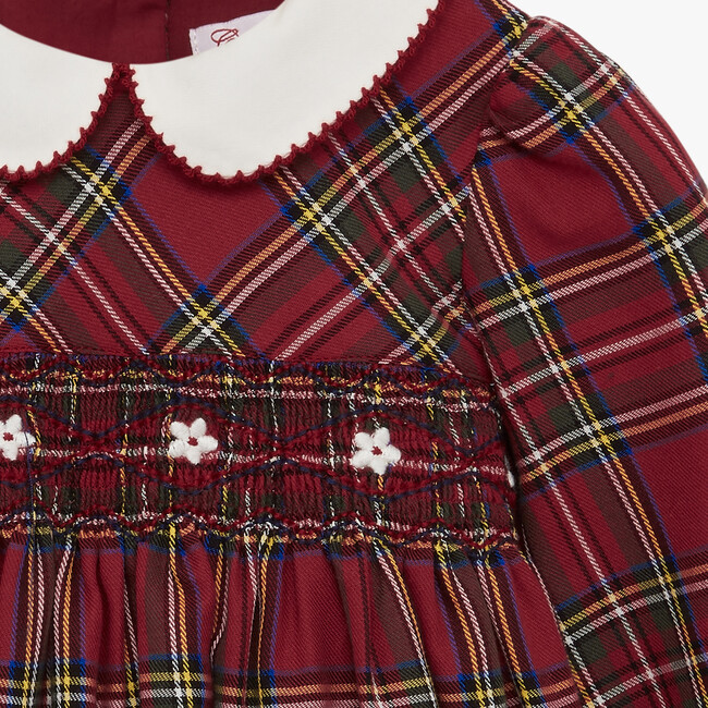 Little Charlotte Smocked Dress, Red Tartan - Dresses - 4