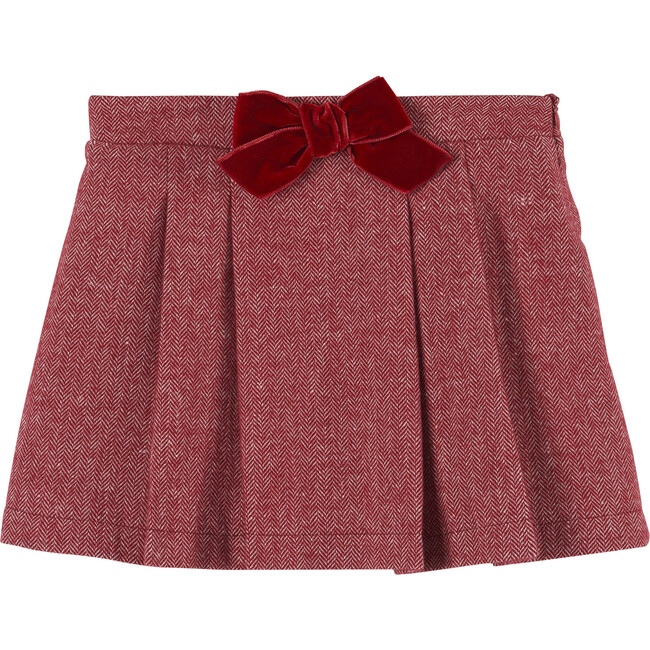 Georgina Bow Skirt, Red Herringbone