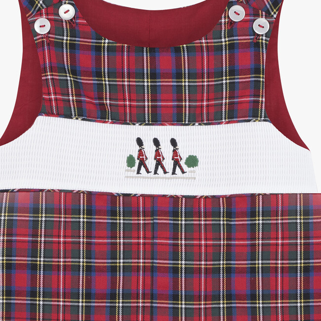 Little Archie Smocked Romper , Red Tartan & Guardsman - Rompers - 3