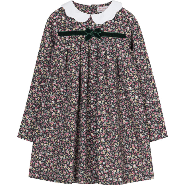 Louise Floral Jersey Dress, Forest Green - Dresses - 1