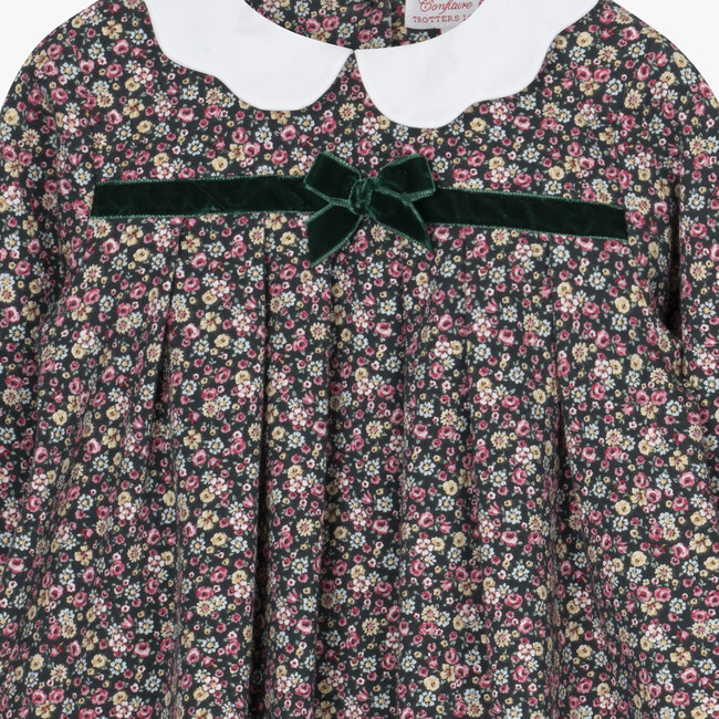 Louise Floral Jersey Dress, Forest Green - Dresses - 3