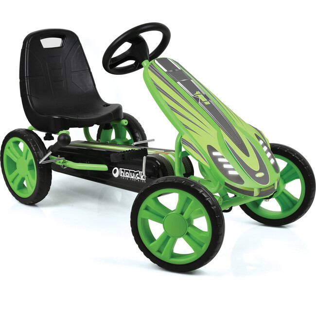 Hauck Speedster Pedal Go Kart (Green) 10 inch EVA Wheels, Sporty Steering Wheel - Ride-On - 1