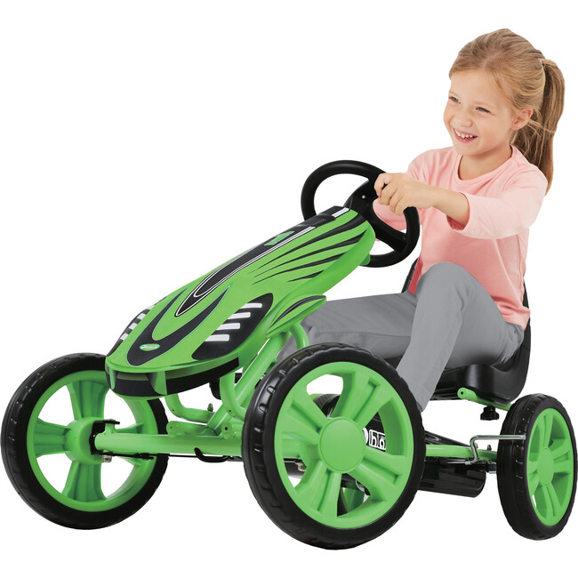 Hauck Speedster Pedal Go Kart (Green) 10 inch EVA Wheels, Sporty Steering Wheel - Ride-Ons - 5