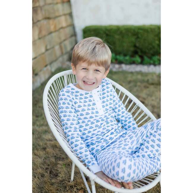 Jack Pima Cotton Pajama Pant Set, Let's Roll Blue - Pajamas - 3