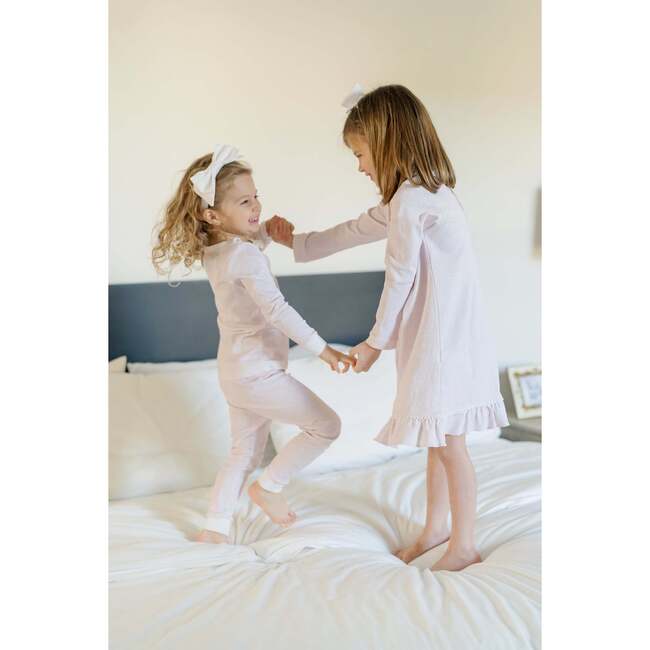 Ava Pima Cotton Pajama Pant Set, Pink Tiny Vine - Pajamas - 4