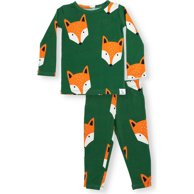 Fox Pajama Set, Green - Pajamas - 1