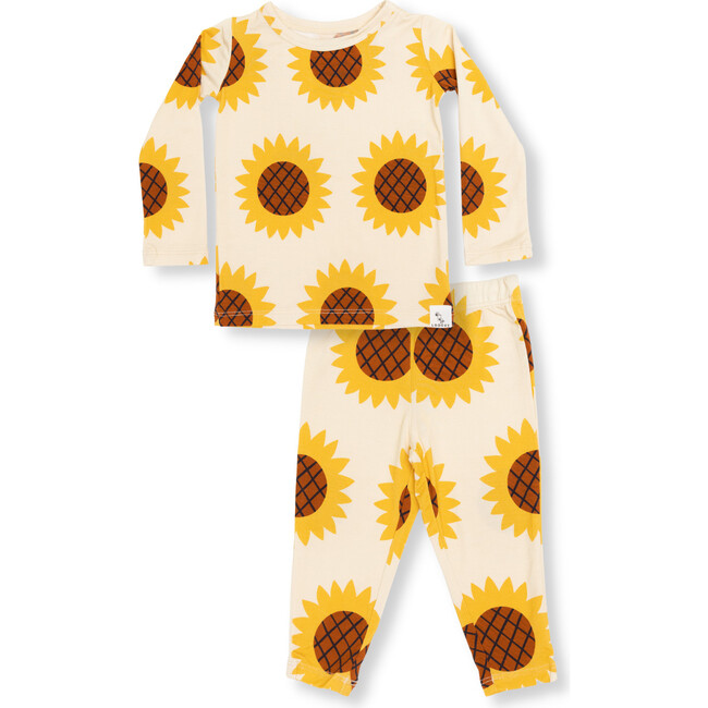 Sunflower Pajama Set, Cream - Pajamas - 1