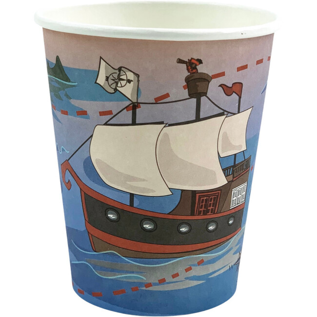8oz Pirate Paper Party Cups, Set of 8