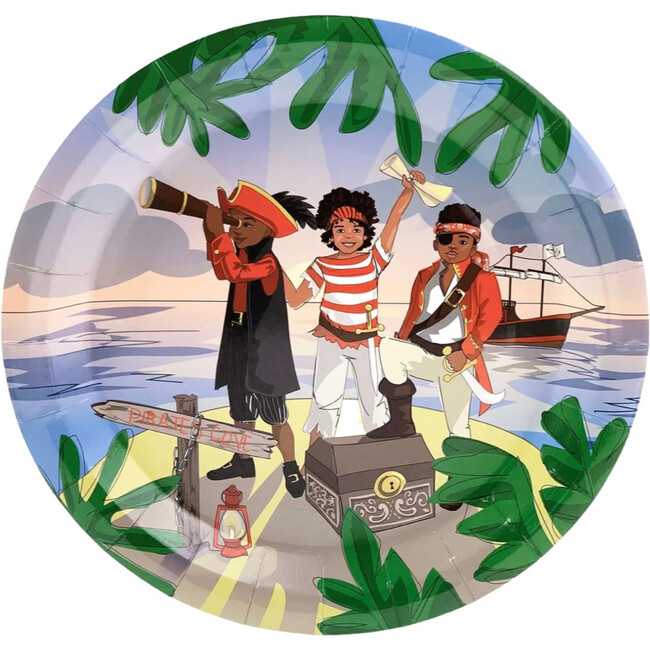 Large Pirate Paper Party Plates, Set of 8