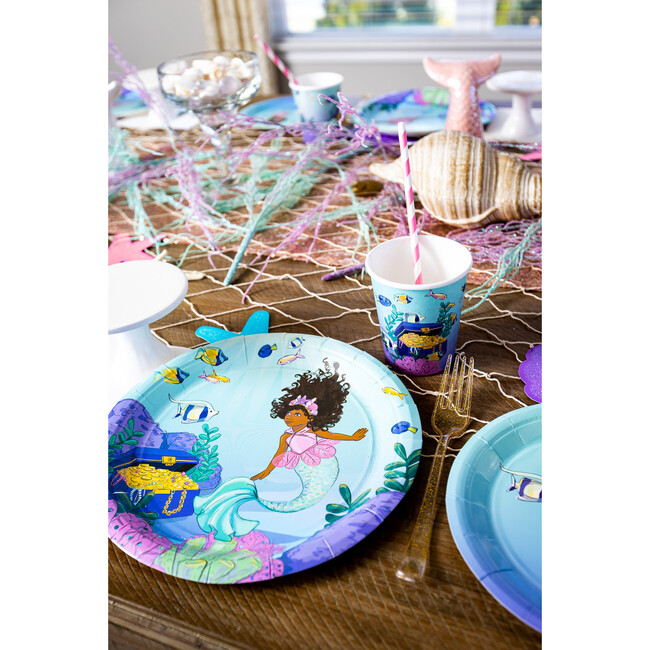 Large Mermaid Paper Party Plates, Set of 8