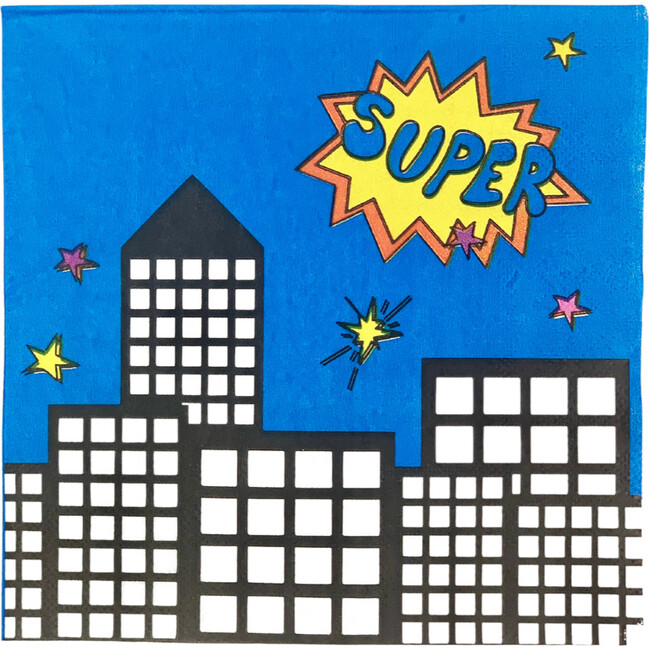 Red Super Hero Disposable Paper Party Napkins, Set of 20