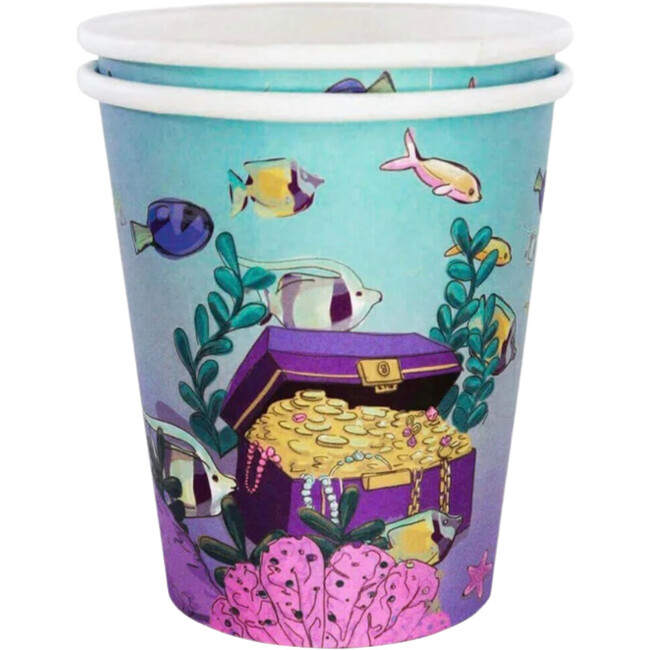 8oz Mermaid Paper Party Cups, Set of 8