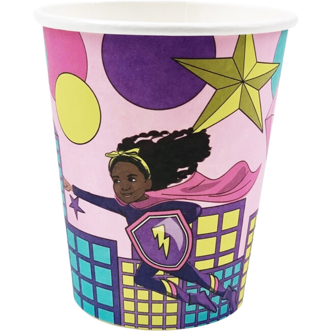 8oz Pink Super Hero Paper Party Cups, Set of 8