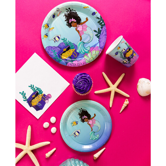 Small Mermaid Paper Party Plates, Set of 8