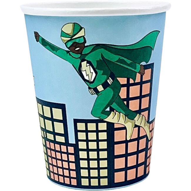 8oz Green Super Hero Paper Party Cups, Set of 8