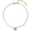 Women's Lace Heart Pearl Necklace, Gold - Hair Accessories - 1 - thumbnail