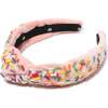 Beaded Birthday Cake Kids Knotted Headband, Pink - Hair Accessories - 1 - thumbnail