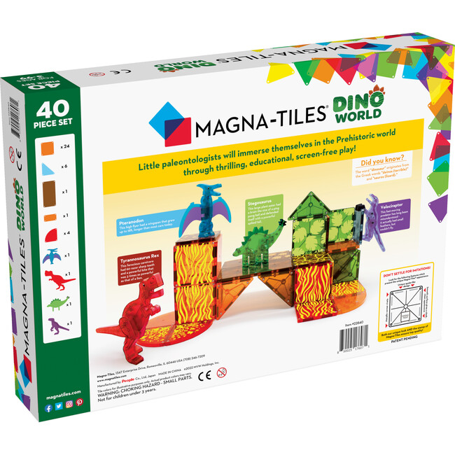Magna-Tiles Dino World 40-Piece Set - STEM Toys - 3