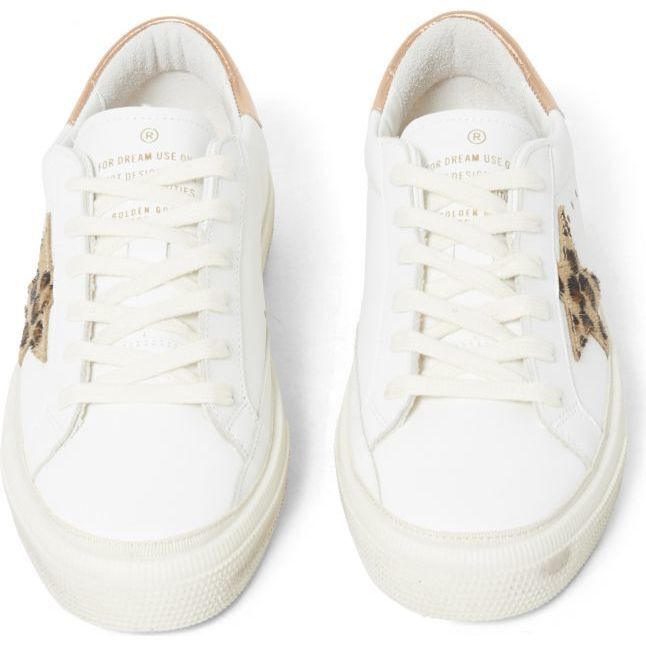 May Leather Upper Leopard Sneakers, White - Sneakers - 3