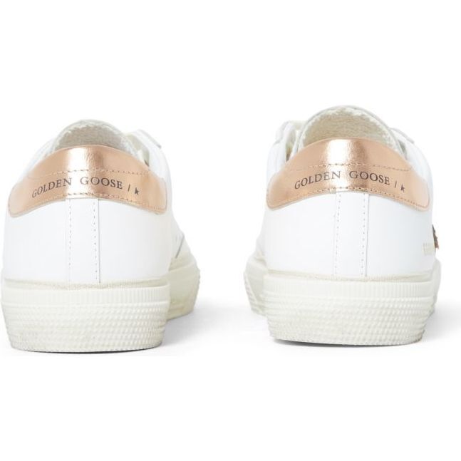 May Leather Upper Leopard Sneakers, White - Sneakers - 5