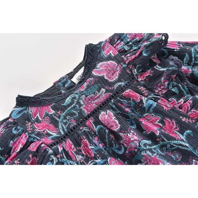 Celia Charcoal Wild Flowers Blouse, Multicolored - Blouses - 6